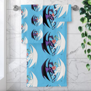 Draken houden van hart blauw bad handdoek