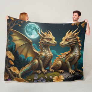Draken in het maanlicht fleece deken