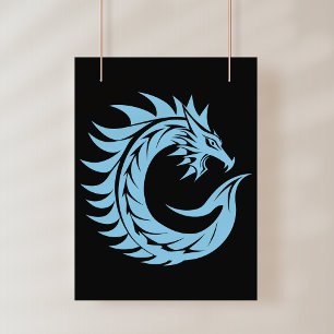 Draken Letter C, Draken Alfabet, Monogram Poster