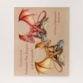 Draken met King Lear citeren rood, goud, wit Legpuzzel (Verticaal)