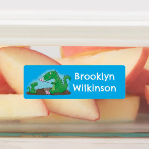 Draken roosteren marshmallows cartoon gepersonalis labels