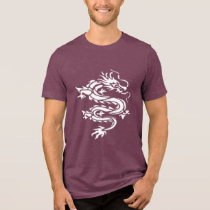 Draken sjabloon stijl uitgesneden illustratie Tri-Blend shirt