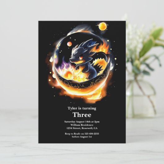 Draken Verjaardagsuitnodiging Kaart (Staand voorkant)