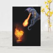 Draken Vuur Ademend Hart Liefde Kaart (Gele Bloem)