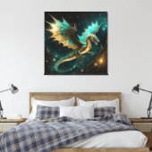 Draken zijn echt Blauwgroen goud ID1005 Canvas Afdruk (Insitu (Slaapkamer))