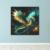 Draken zijn echt Blauwgroen goud ID1005 Canvas Afdruk (Insitu (Houten vloer))