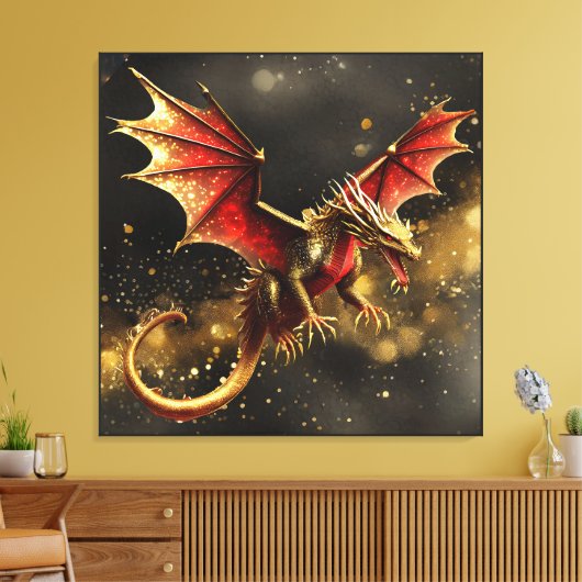 Draken zijn echt rood goud ID1005 Canvas Afdruk (Insitu (Woonkamer))