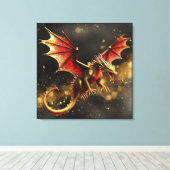 Draken zijn echt rood goud ID1005 Canvas Afdruk (Insitu (Houten vloer))