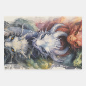 Drakenblauw rood inpakpapier vel (Voorkant)