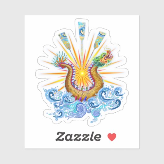Drakenboot Logo met zonnestralen Sticker (Vel)