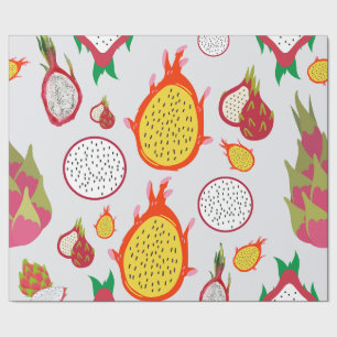 Drakenfruit wit en geel gevlekt cadeaupapier