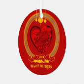 Drakenhart, jaar van de draak metalen ornament (Voorkant links)