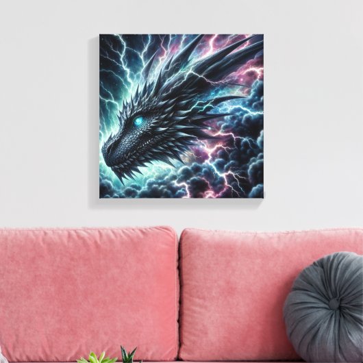 Drakenhoofd in een onweersbui met bliksem canvas afdruk (Insitu (Woonkamer))