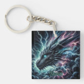 Drakenhoofd in een onweersbui met bliksem sleutelhanger (Voorkant)
