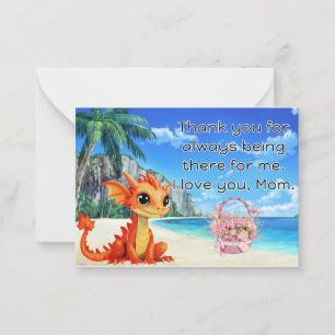 Drakenkaart voor mama. notitiekaartje