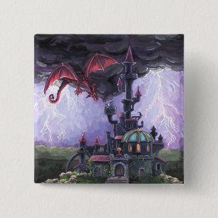 Drakenkasteel Vierkante Button 5,1 Cm