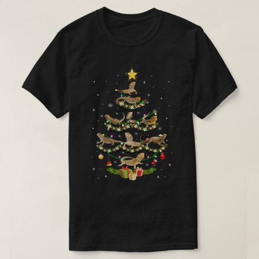 Drakenkerstboom met een brede draak Funny Reptile T-shirt (Design voorkant)