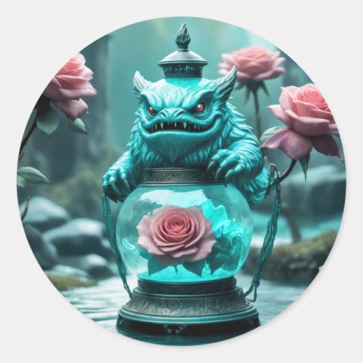 Drakenlantaarn 2 ronde sticker (Voorkant)