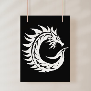 Drakenletter C, Drakalphabet, Monogram Foto Afdruk