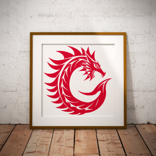 Drakenletter C, Drakalphabet, Monogram Poster