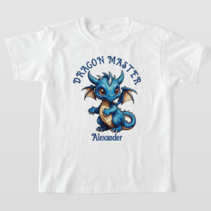 Drakenmeester Cute Blauwe Draak Gepersonaliseerd T T-shirt