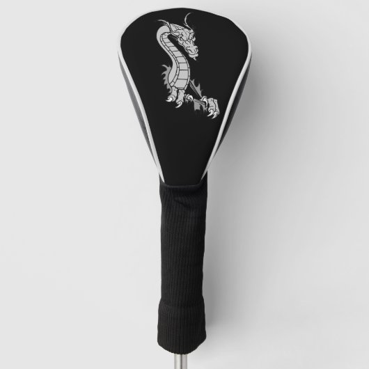 Drakenontwerp zwarte golfhoofddeksel golfheadcover (Voorkant)