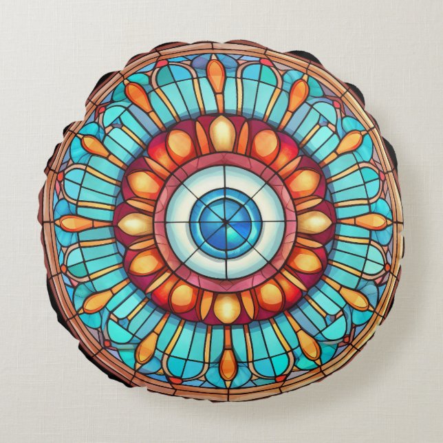 Drakenoog Rond Kussen (Voorkant)