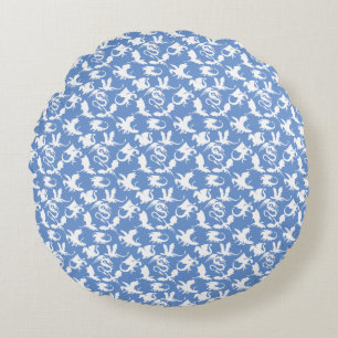 Drakenpatroon 01.bx4 Blue BG Rond Kussen