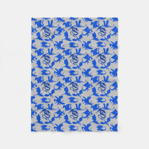 Drakenpatroon 02 blue.bwx4 grijze BG Fleece Deken