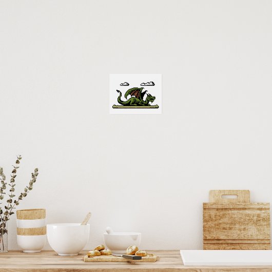 Drakenplatform met 8-bits Pixel Art-Poster Poster (Keuken)