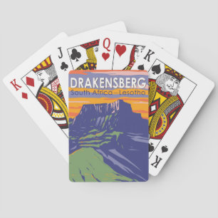 Drakensberg Zuid-Afrika Lesotho Travel Art Retro Pokerkaarten