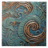 Drakenschalen Victoriaans groene organische patron Tegeltje (Voorkant)