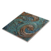 Drakenschalen Victoriaans groene organische patron Tegeltje (Zijkant)