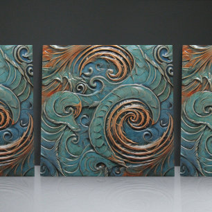 Drakenschalen Victoriaans groene organische patron Tegeltje