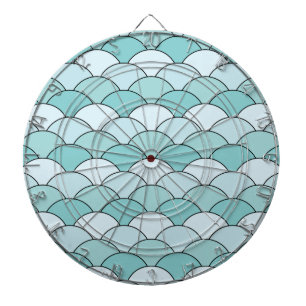 Drakenschubben, waaier, golven, Seigaiha, Blauw Dartbord