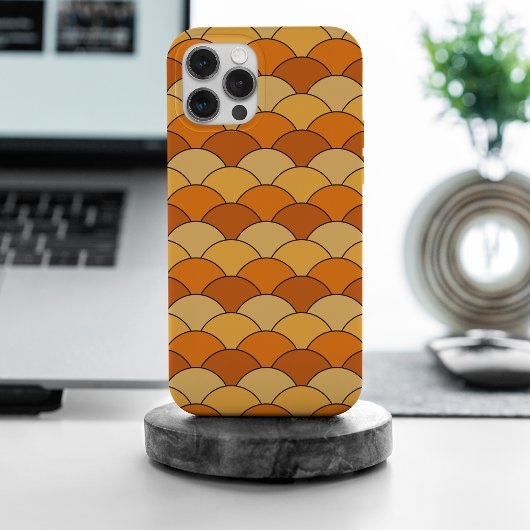 Drakenschubben, waaier, golven, Seigaiha, oranje Case-Mate iPhone Case