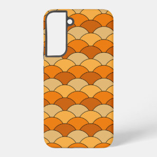 Drakenschubben, waaier, golven, Seigaiha, oranje Samsung Galaxy Hoesje