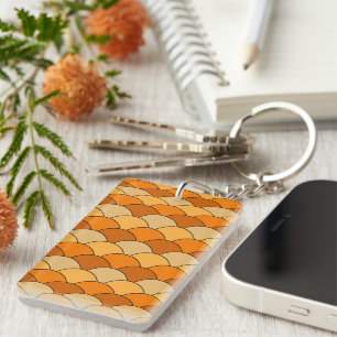 Drakenschubben, waaier, golven, Seigaiha, oranje Sleutelhanger