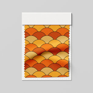 Drakenschubben, waaier, golven, Seigaiha, oranje Stof