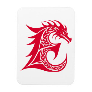 Drakenstijl Letter E, Draken Alfabet, Monogram Magneet