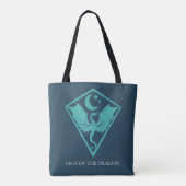 Drakensymbool met aangepaste Canvas tas tekst (Achterkant)