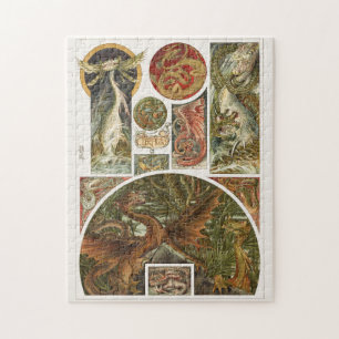 Drakentekening, nieuwe kunst door Anton Seder Jigz Legpuzzel