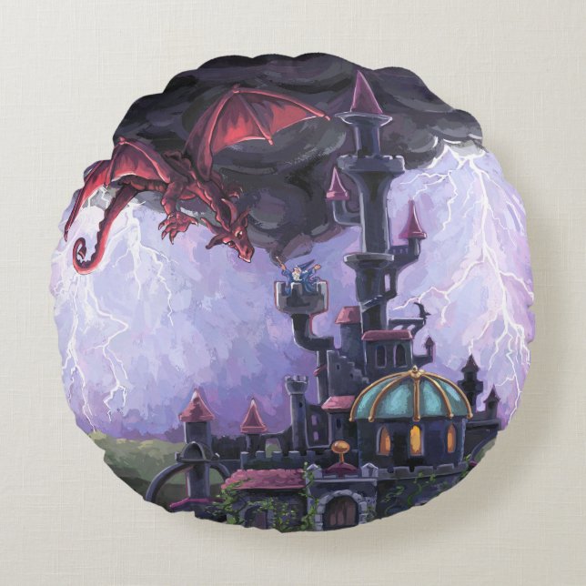 Drakentoren Rond Kussen (Voorkant)
