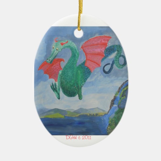 drakenvakantieversiering keramisch ornament (Voorkant)