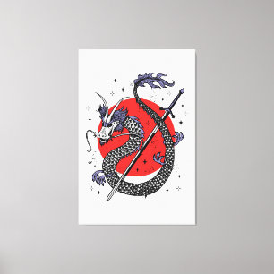 Drakenverzet: Een Majestueus Chinees Kunstwerk Canvas Afdruk