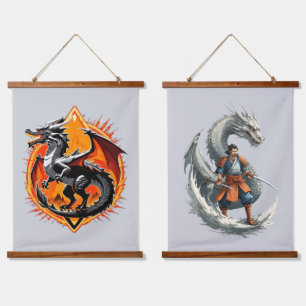 Drakenwoede: De Samurai Ontwaakt / Vintage Art Hangend Wandkleed