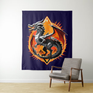 Drakenwoede: De Samurai Ontwaakt / Vintage Kunst Wandkleed