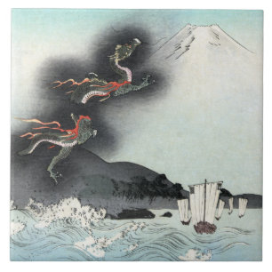 Drakenwoede Zeeslag om Mount Fuji, Japan Tegeltje