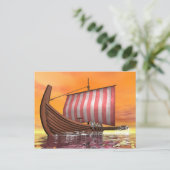 Drakkar- of wandelschip - 3D-weergave Briefkaart (Staand voorkant)