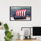 Drakkar Vikingschip Zeilschip Poster (Thuiskantoor)